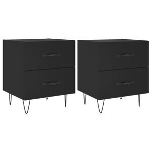 vidaXL Bedside Cabinets 2 pcs Black 40x35x47.5 cm Engineered Wood
