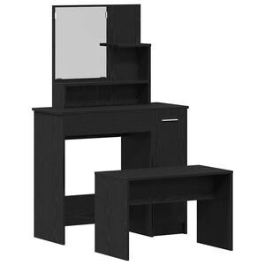vidaXL Dressing Table Set 2 pcs Black Oak 86.5 x 35 x 136 cm