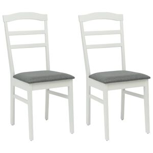 vidaXL Dining Chair 2 pcs White and Grey Solid Wood