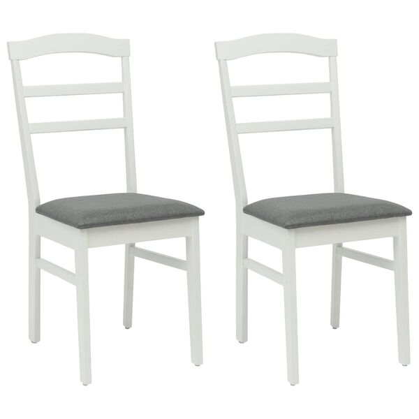 vidaXL Dining Chair 2 pcs White and Grey Solid Wood