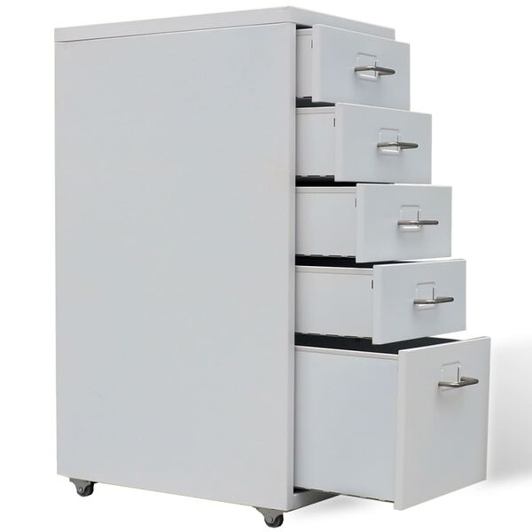 vidaXL File Cabinet with 5 Drawers Grey 68.5 cm Steel