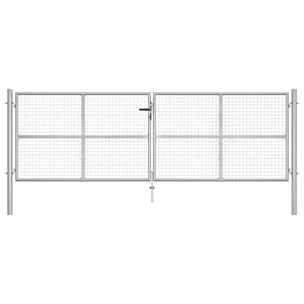 vidaXL Garden Gate Galvanised Steel 400x125 cm Silver
