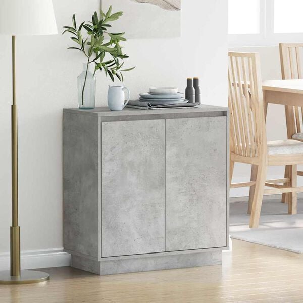 vidaXL LED Sideboard Concrete Grey 71 x 34.5 x 75 cm Engineered Wood