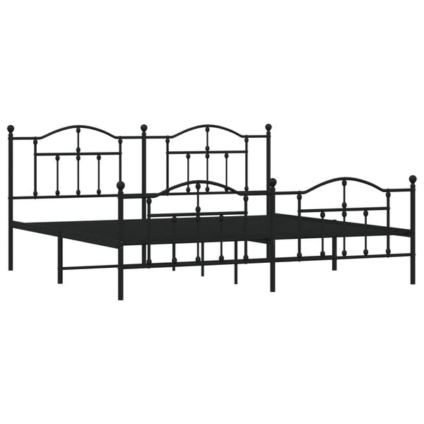 vidaXL Metal Bed Frame without Mattress with Footboard Black 200x200cm