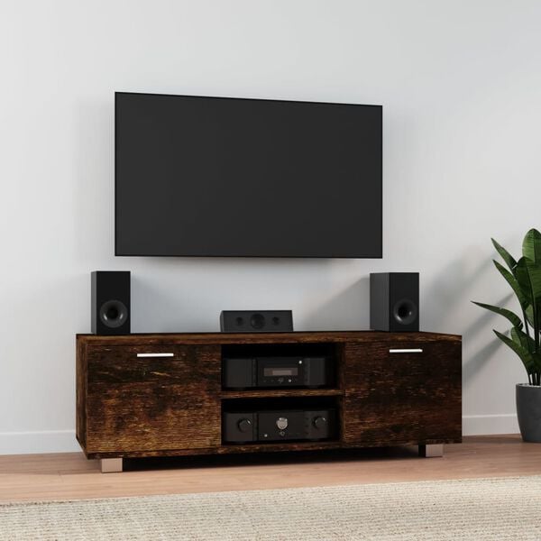 vidaXL TV Cabinet Smoked Oak 120x40.5x35 cm Engineered Wood
