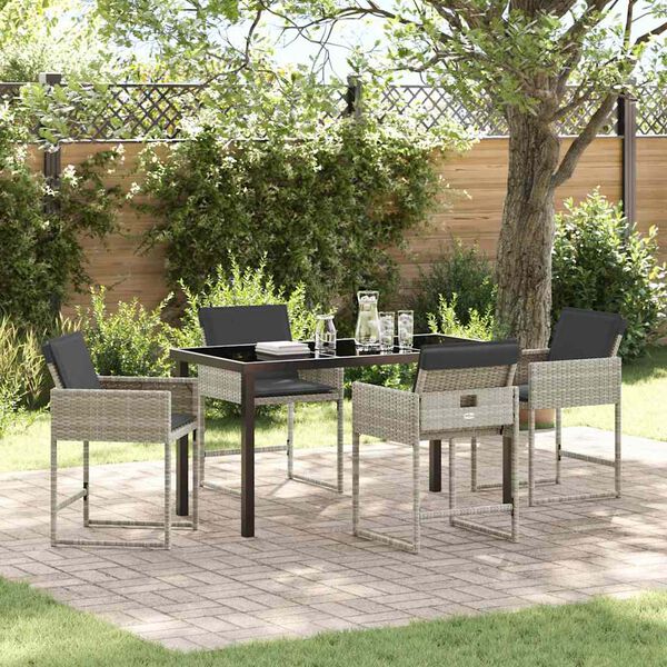 vidaXL Garden Dining Set 5 pcs Light Grey Poly Rattan