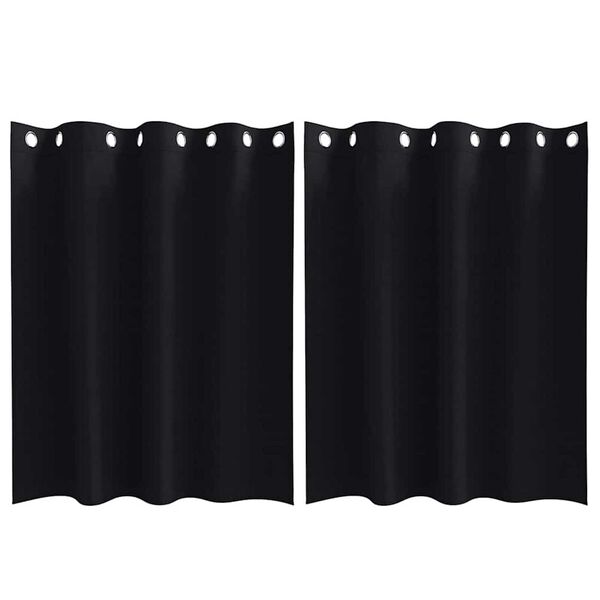 vidaXL Blackout Curtains with Rings 2 pcs Black 140 x 140 cm Polyester