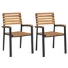 vidaXL Stackable Garden Chairs 2 pcs Solid Wood Acacia and Metal