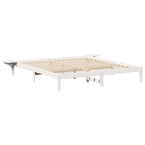 vidaXL Bed Frame White 200 x 200 cm Solid Pine Wood