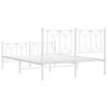 vidaXL Metal Bed Frame without Mattress with Footboard White 140x190cm
