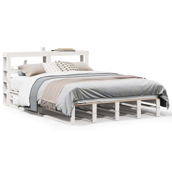 vidaXL Bed Frame without Mattress White 140x190 cm Solid Wood Pine