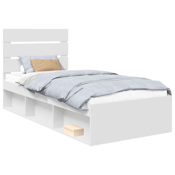 vidaXL Bed Frame with Headboard White 100 x 200 cm Solid Pine Wood