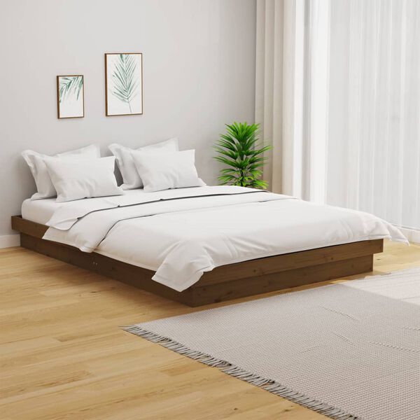vidaXL Bed Frame without Mattress Honey Brown Solid Wood Double