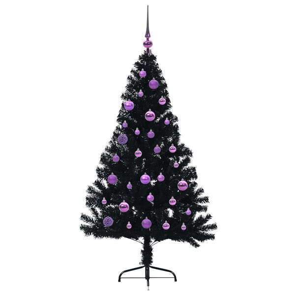 vidaXL Artificial Pre-lit Christmas Tree Black 150 cm PVC