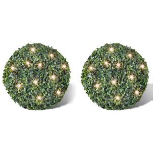 vidaXL Boxwood Ball Artificial Leaf Topiary Ball 35 cm Solar LED String 2 pcs