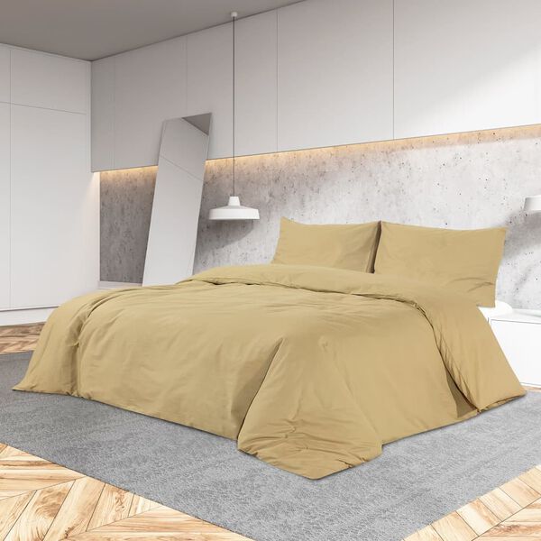 vidaXL Duvet Cover Set Taupe 260x240 cm Light-weight Microfiber