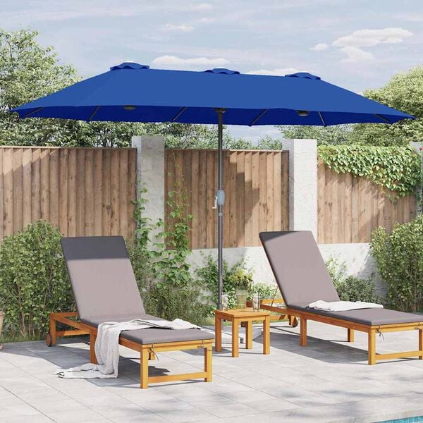 vidaXL Garden Parasol Azurblau 370 x 197 x 239 cm