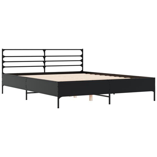 vidaXL Bed Frame without Mattress Black 150x200 cm King Size