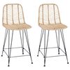 vidaXL Bar Chair 2 pcs Natural 44.5 x 54.5 x 97.5 cm Rattan and Iron