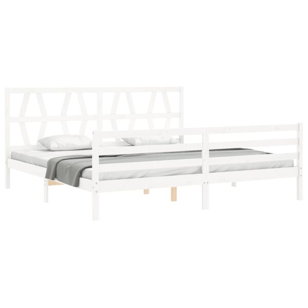 vidaXL Bed Frame without Mattress White Super King Size Solid Wood