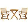 vidaXL 3 Piece Bistro Set Beige Polypropylene and Solid Wood