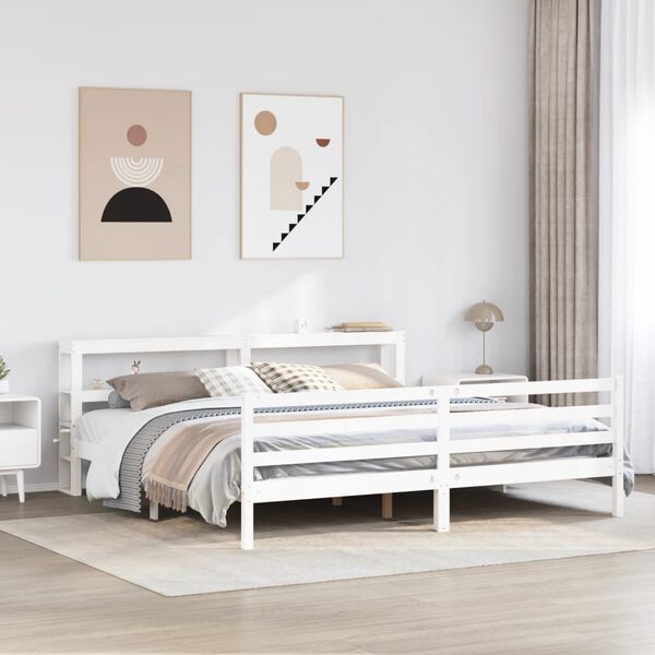 vidaXL Bed Frame without Mattress White 200x200 cm Solid Wood Pine