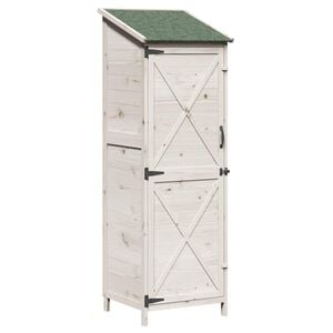 vidaXL Garden Shed White 59.5 x 56 x 176.5 cm Solid Fir Wood