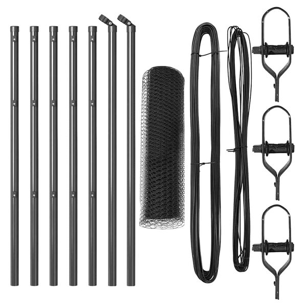 vidaXL Fence with Posts Grey 0.4 x 10 m PVC-coated steel
