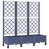 vidaXL Garden Planter with Trellis&Wheels Blue Grey PP