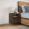 vidaXL Wall-mounted Bedside Cabinet with LED Lights Brown Oak