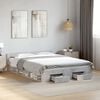 vidaXL Bed Frame with Drawers without Mattress Concrete Grey 135x190 cm Double