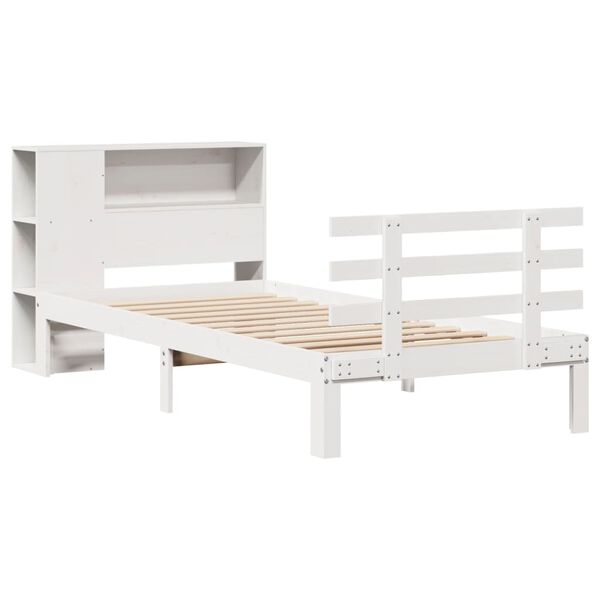 vidaXL Bookcase Bed without Mattress White 90x200cm Solid Wood Pine