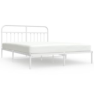 vidaXL Metal Bed Frame without Mattress with Headboard White 180x200cm