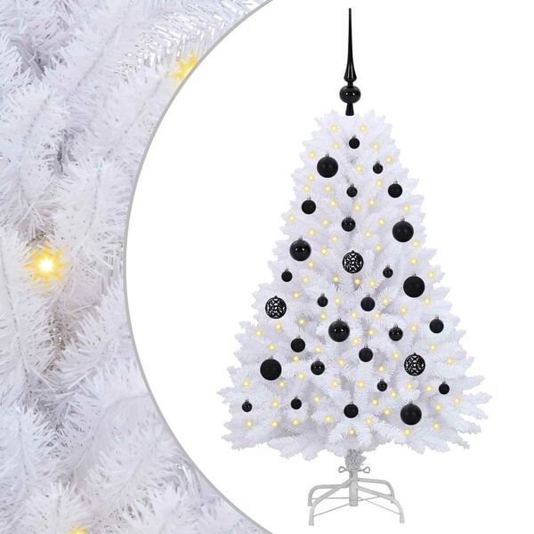 vidaXL Artificial Hinged Christmas Tree White 120 cm PVC and Steel