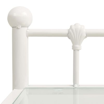 vidaXL Bedside Cabinet White&Transparent 45x34.5x60.5 cm Metal & Glass