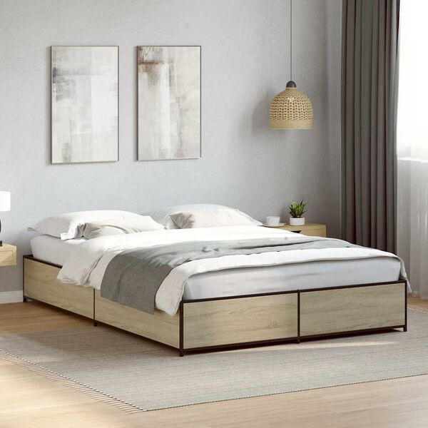 vidaXL Bed Frame without Mattress Sonoma Oak 150x200 cm King Size