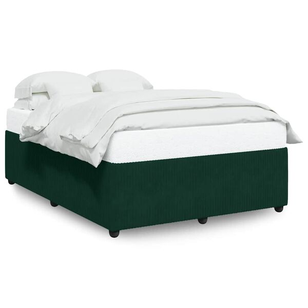 vidaXL Bed Frame without Mattress Dark Green 140x200 cm Velvet