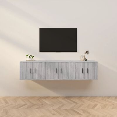 vidaXL Wall-mounted TV Cabinets 3 pcs Grey Sonoma 57x34.5x40 cm