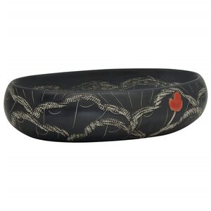 vidaXL Countertop Basin Black Oval 59x40x15 cm Ceramic