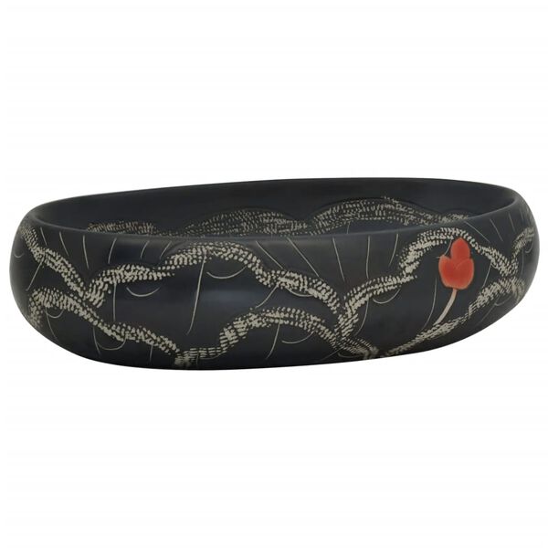 vidaXL Countertop Basin Black Oval 59x40x15 cm Ceramic