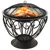 vidaXL 2-in-1 Fire Pit and BBQ with Poker 59x59x60 cm Stainless Steel
