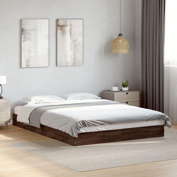 vidaXL Bed Frame without Mattress Brown Oak 120x190 cm Small Double Engineered Wood