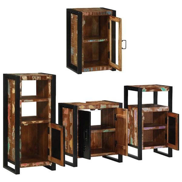 vidaXL Bathroom Furniture Set 4 pcs Multicolour Solid Reclaimed Wood
