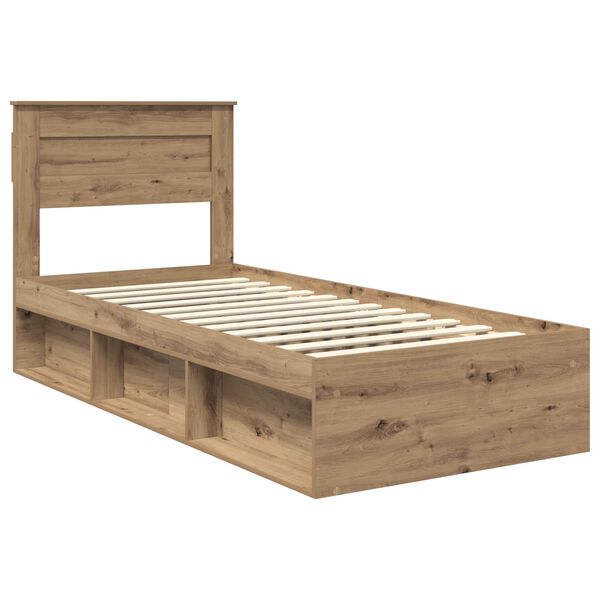 vidaXL Bed Frame Artisian Oak 100 x 200 cm Solid Pine Wood