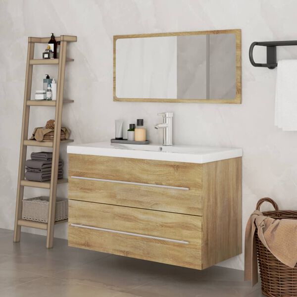 vidaXL 3 Piece Bathroom Furniture Set Sonoma Oak