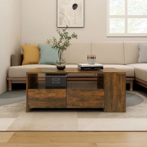 vidaXL Coffee Table Smoked Oak 102x55x42 cm Engineered Wood