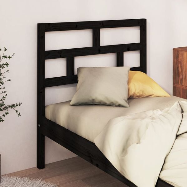 vidaXL Bed Headboard Black 106x4x100 cm Solid Wood Pine