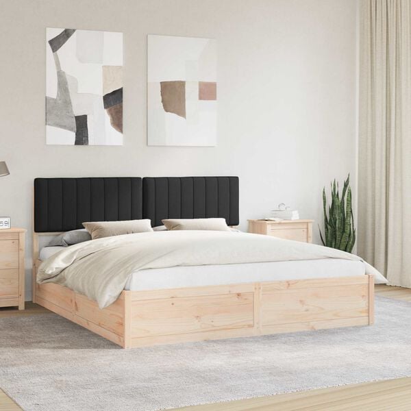 vidaXL Bed Frame with Upholstered Headboard Black 180 x 200 cm