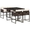 vidaXL 5 Piece Garden Dining Set with Cushions Brown Poly Rattan