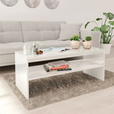 vidaXL Coffee Table High Gloss White 100x40x40 cm Engineered Wood